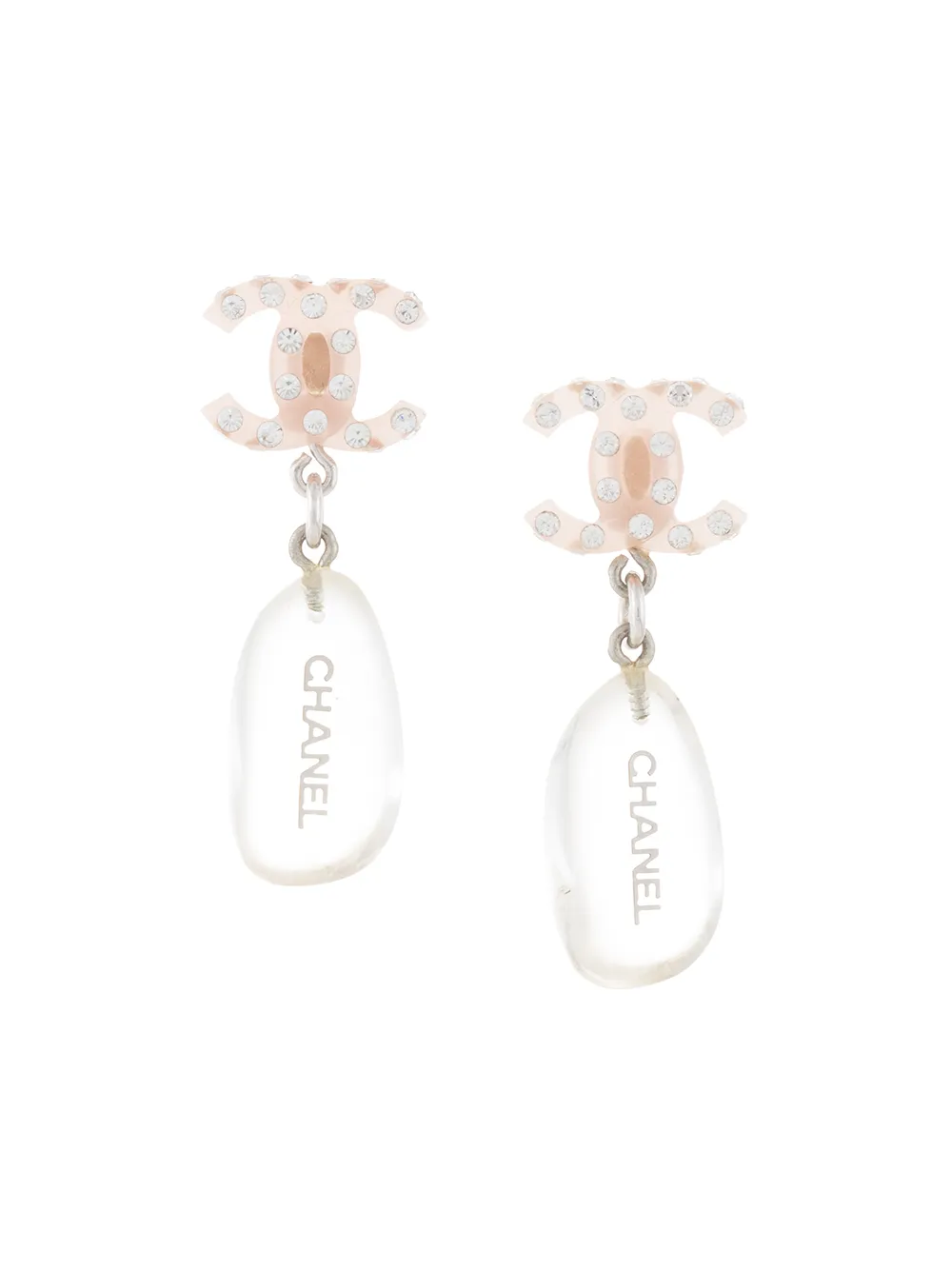 Chanel logo hot sale drop earrings