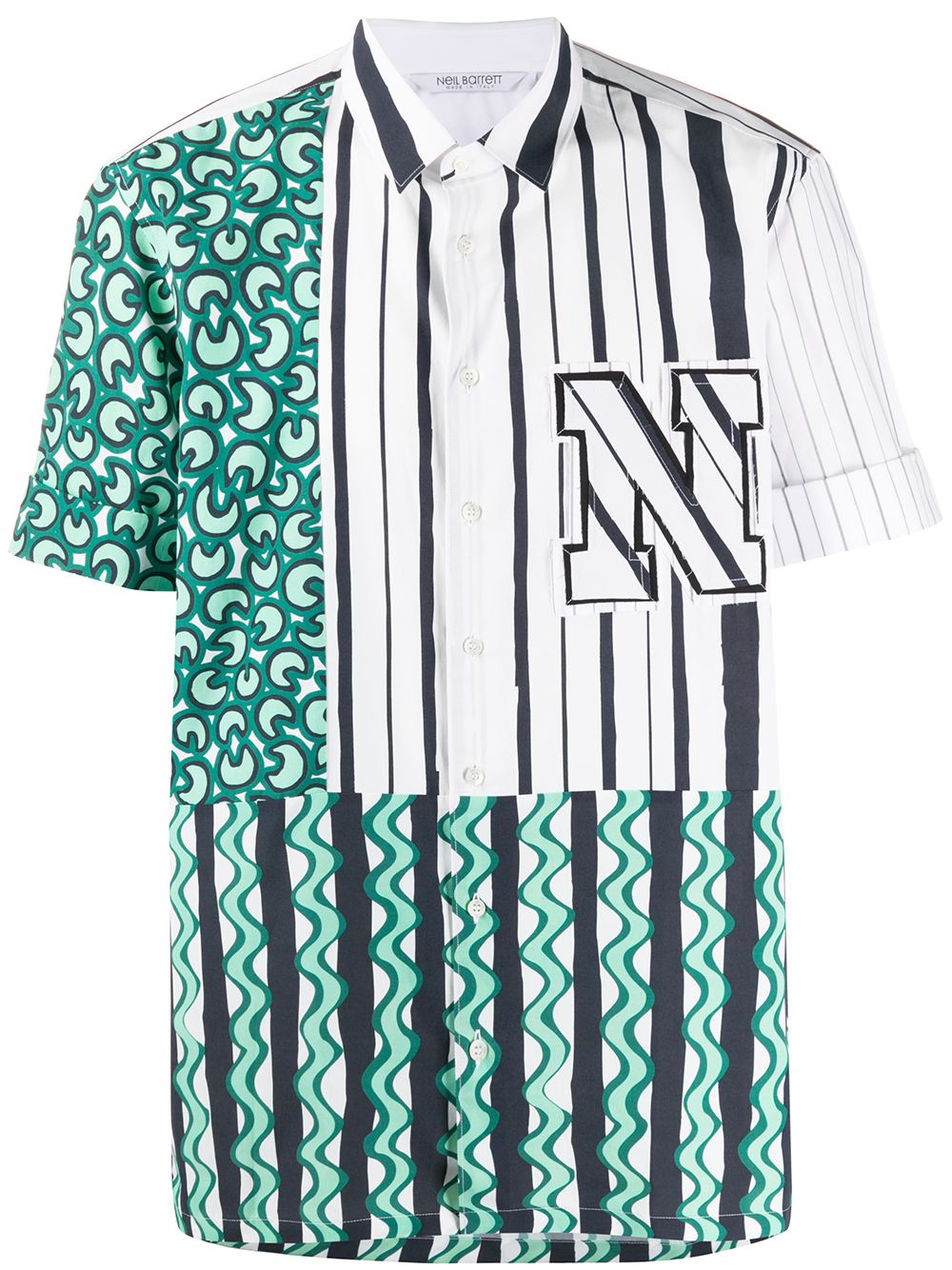 

Neil Barrett camisa estampada con parche del logo - Verde