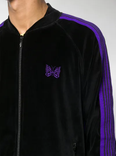 Needles textured side stripe bomber jacket black | MODES Needles textured side stripe bomber jacket black | MODES