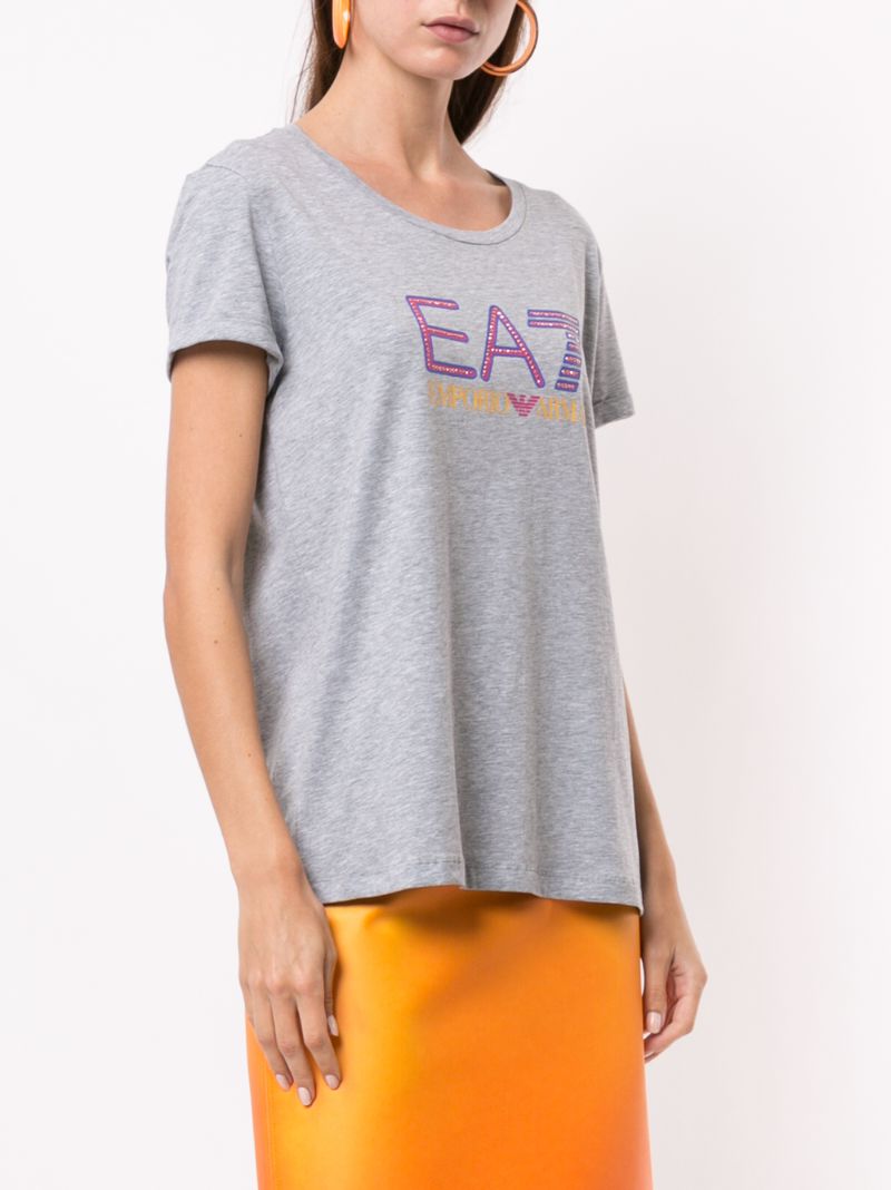 Shop Ea7 T-shirt Mit Logo-print In Grey