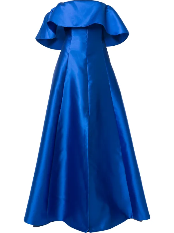 blue gown off shoulder