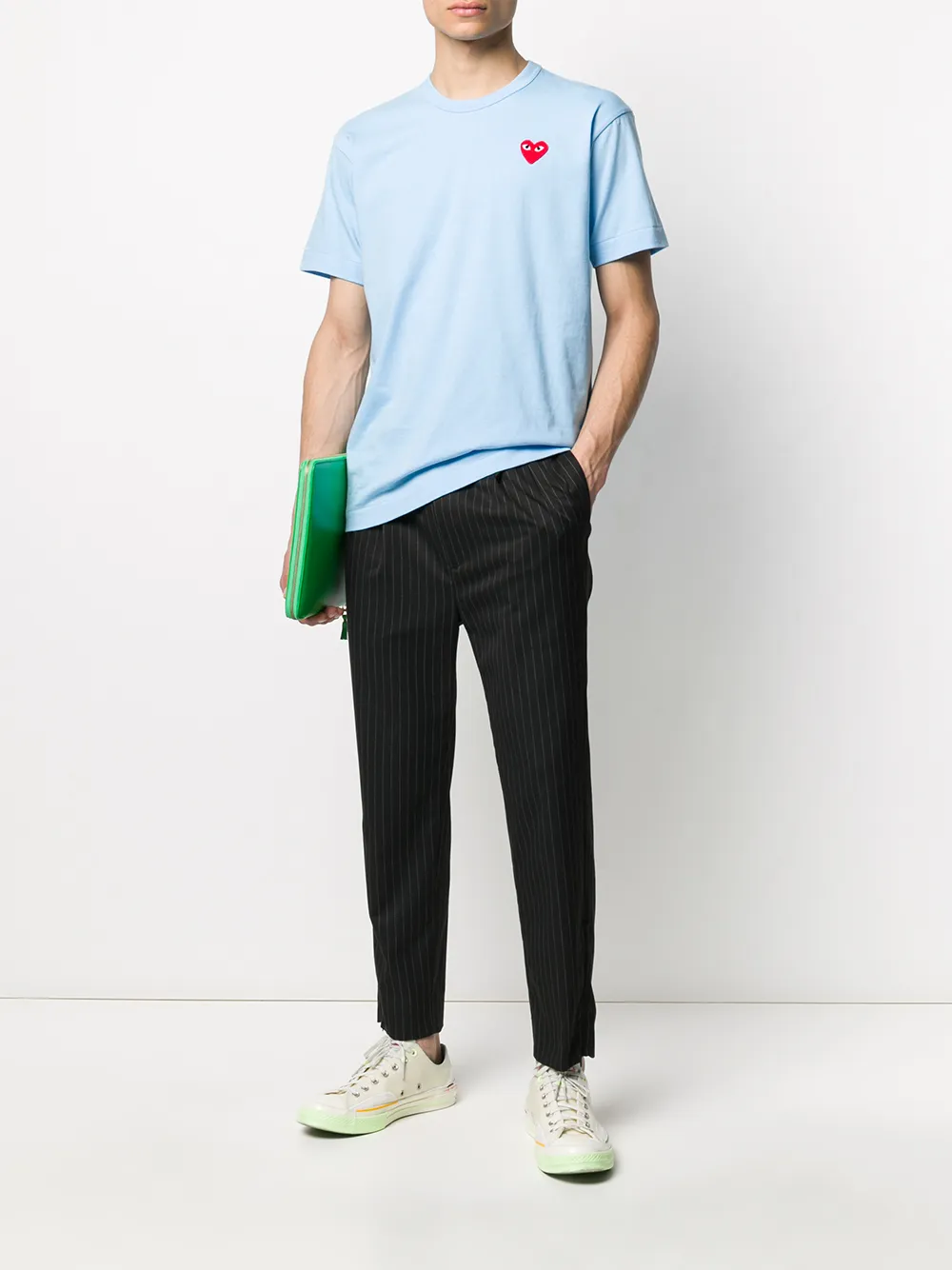 Comme Des Garçons Play T-shirt met geborduurd hart - Blauw