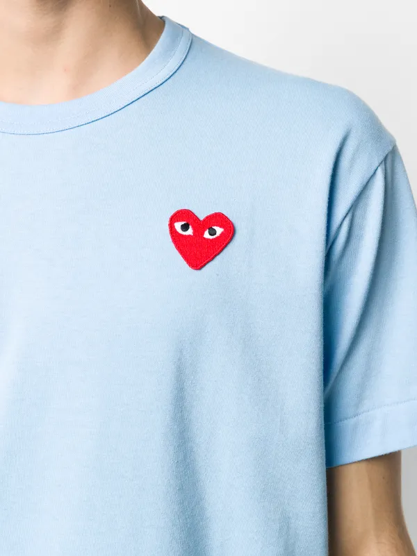 Comme Des Garcons Play Little Red Heart Logo T shirt Blue FARFETCH