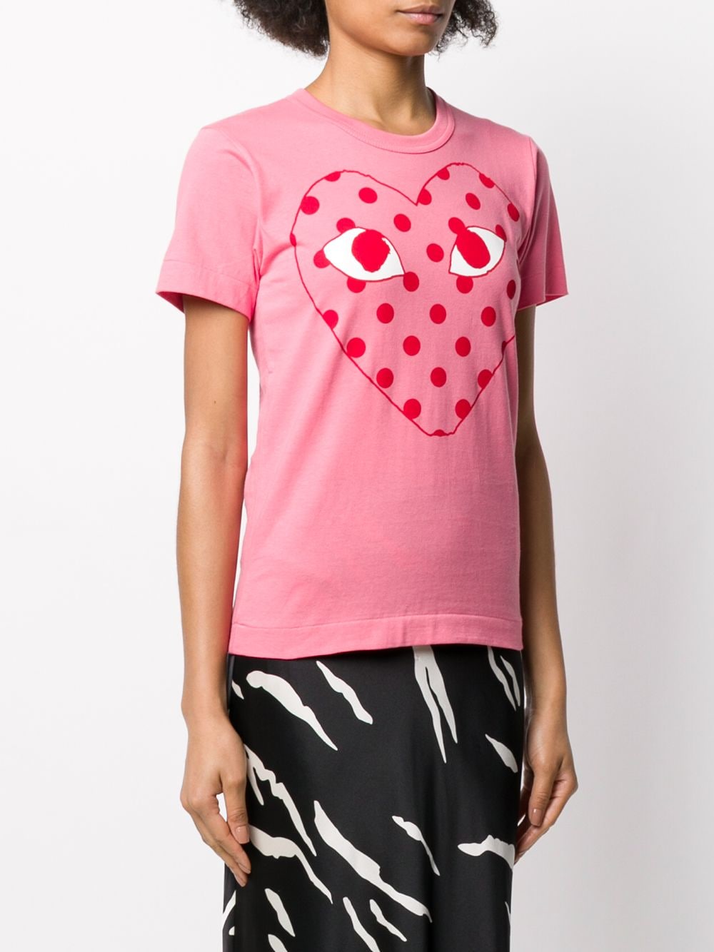 Shop Comme Des Garçons Play Polk-dot Heat Print T-shirt In Pink