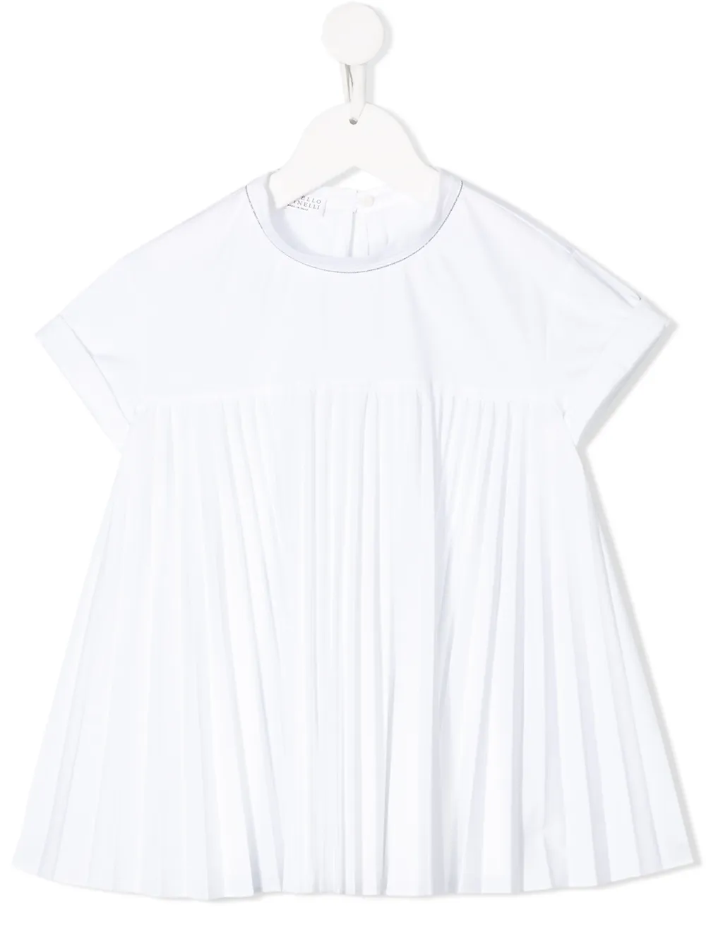 Brunello Cucinelli Kids' Pleated Short-sleeve T-shirt In White