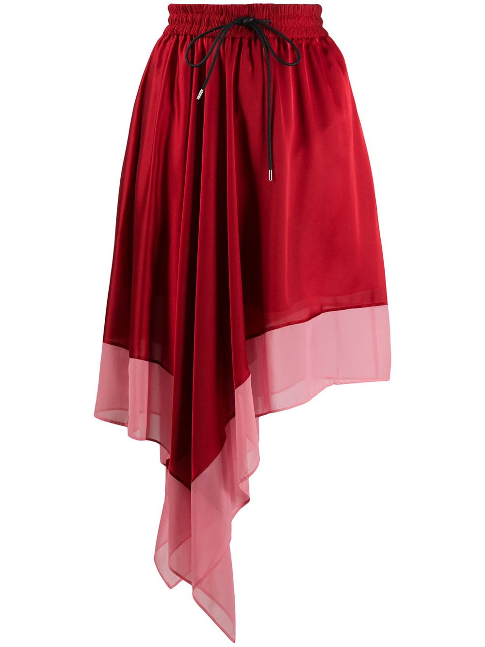 Sacai Asymmetric Midi Skirt In Red