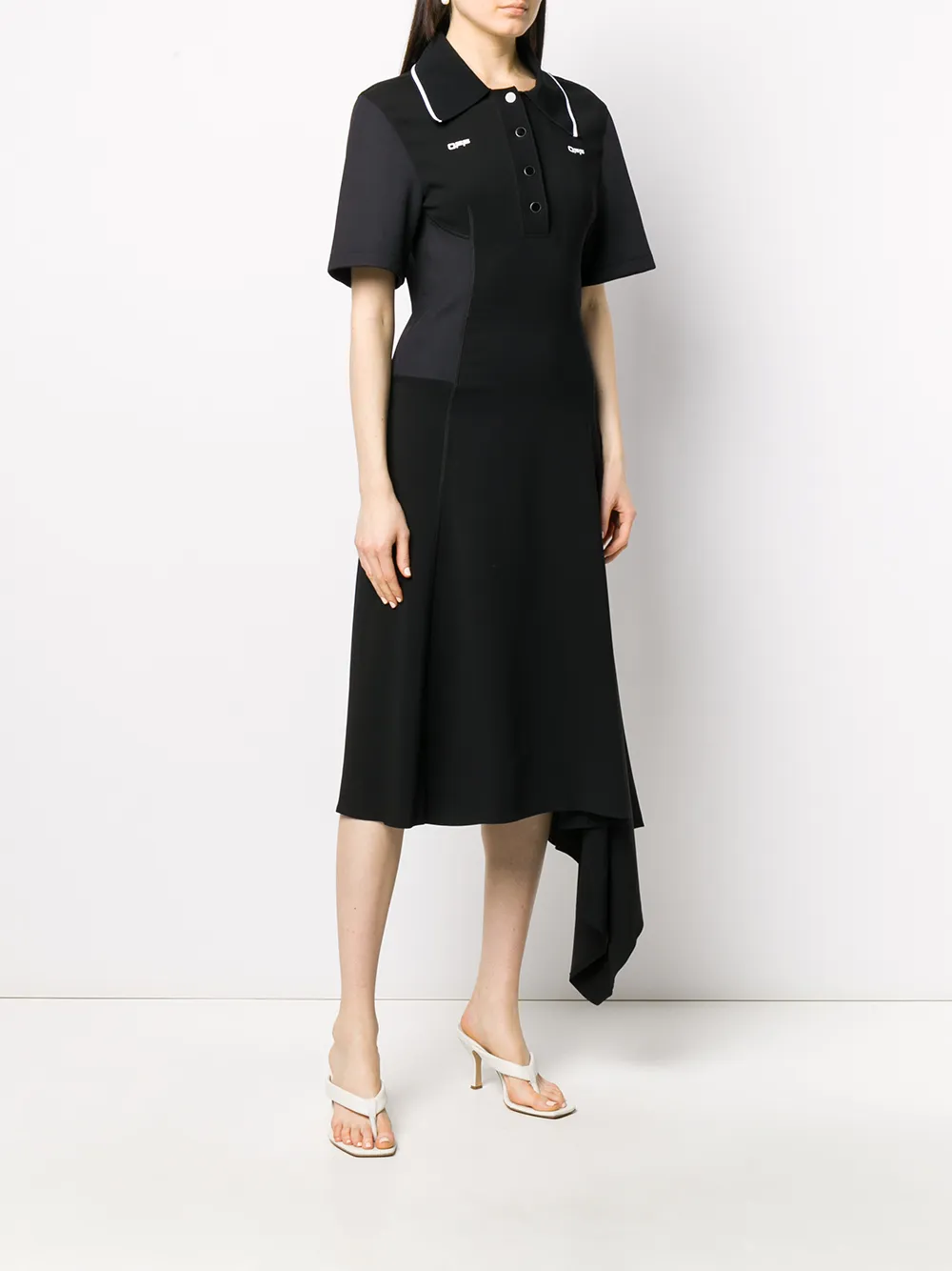  Off White Hemdkleid Mit Polokragen   Schwarz 