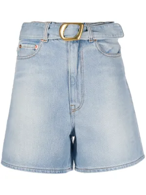 belted jean shorts