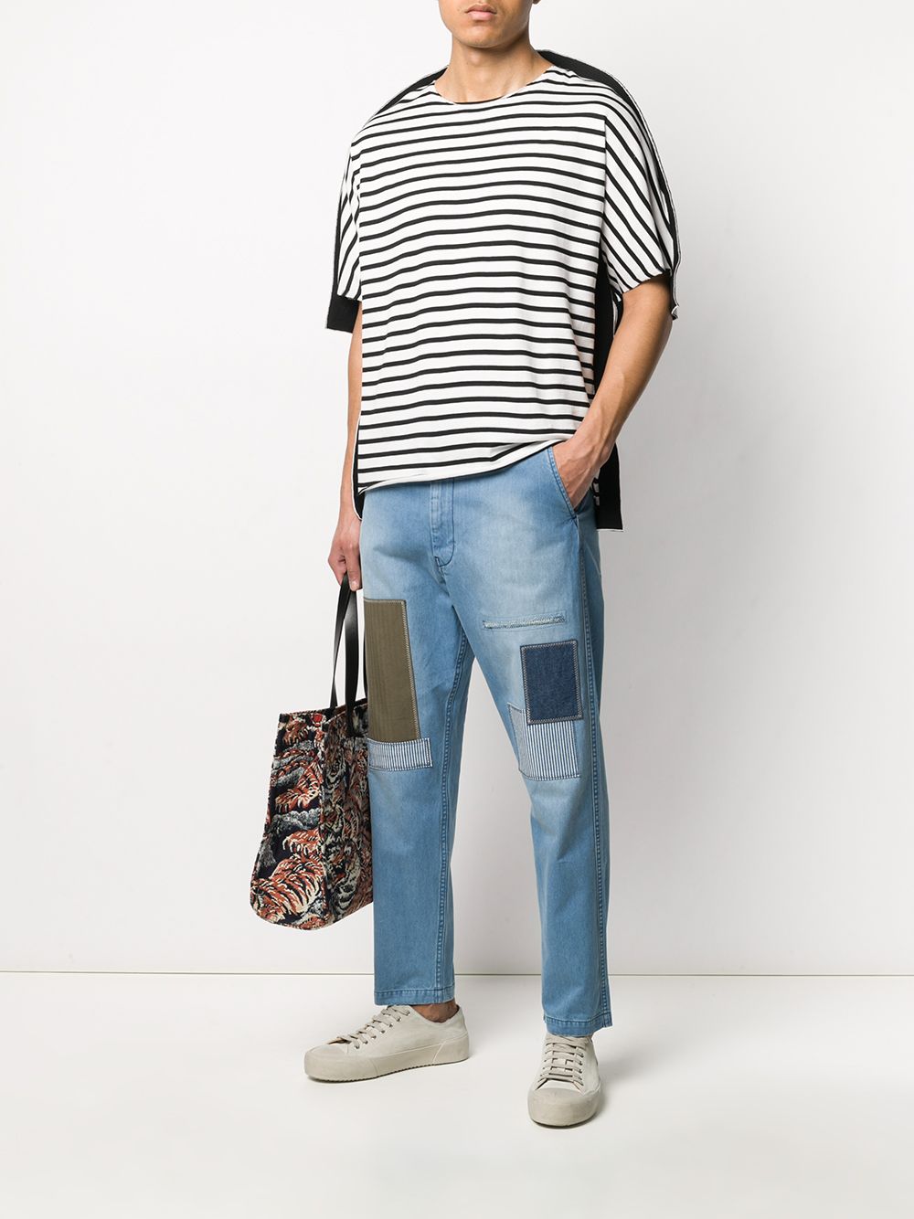 фото Fumito ganryu panelled striped-print t-shirt