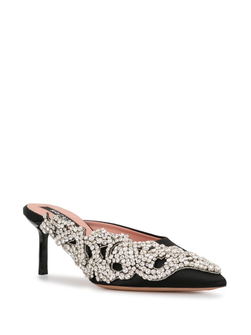 Shop Rochas Crystal-embellished Mules In Black