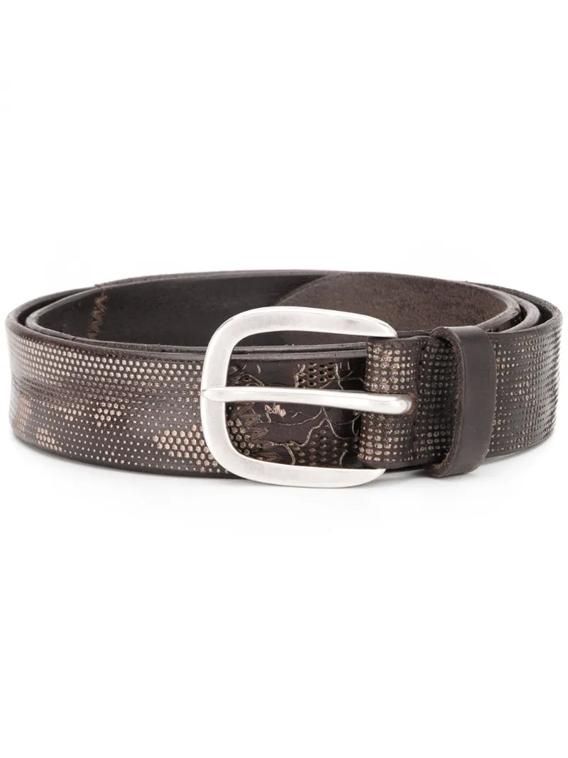 Orciani Engraved Leather Belt In Brown