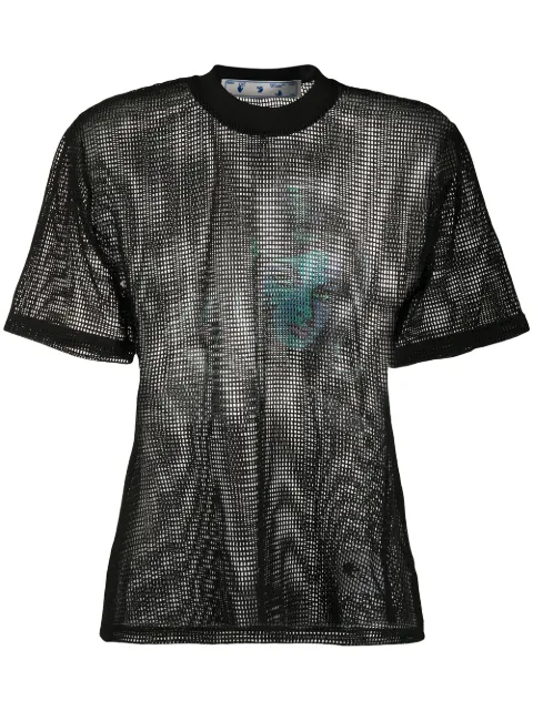 Off-White printed net top