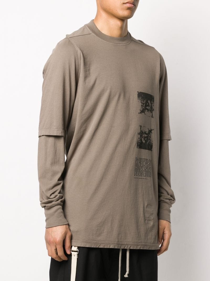 Shop Rick Owens Drkshdw Graphic Print Double-layered Sweatshirt In Neutrals