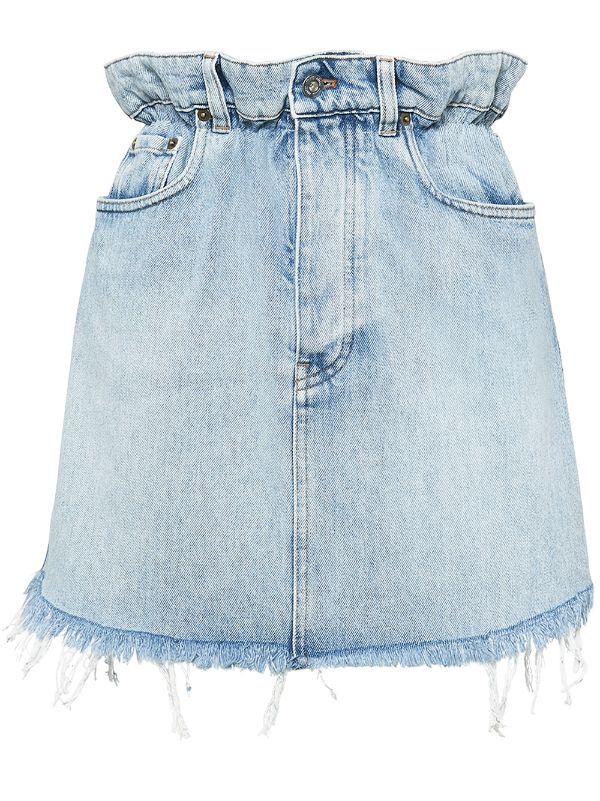Shop blue Miu Miu denim mini-skirt with 