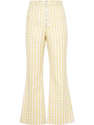 checkered flared trousers