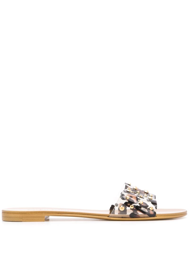Giuseppe Zanotti Studded Leopard Print Sandals In Gold