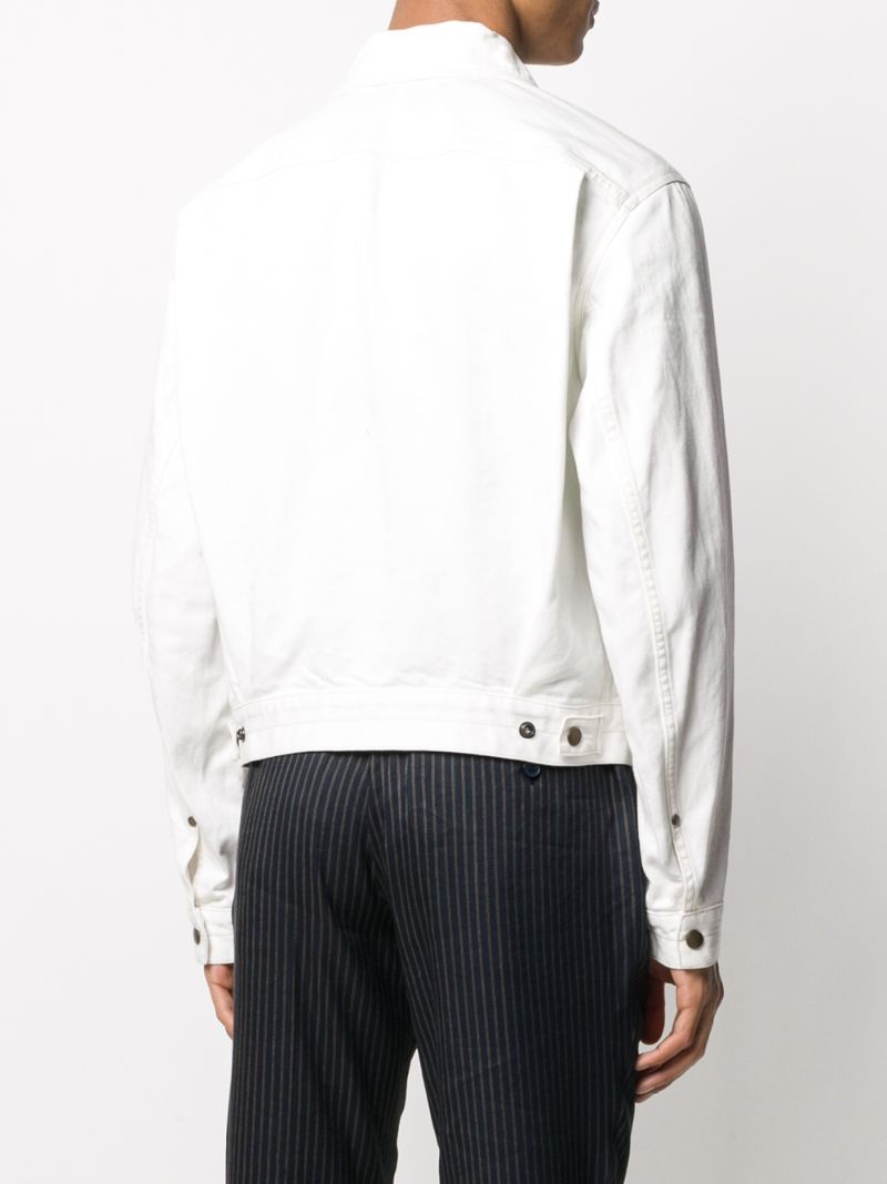 Shop Lemaire Long Sleeve Flap Pocket Jacket In White