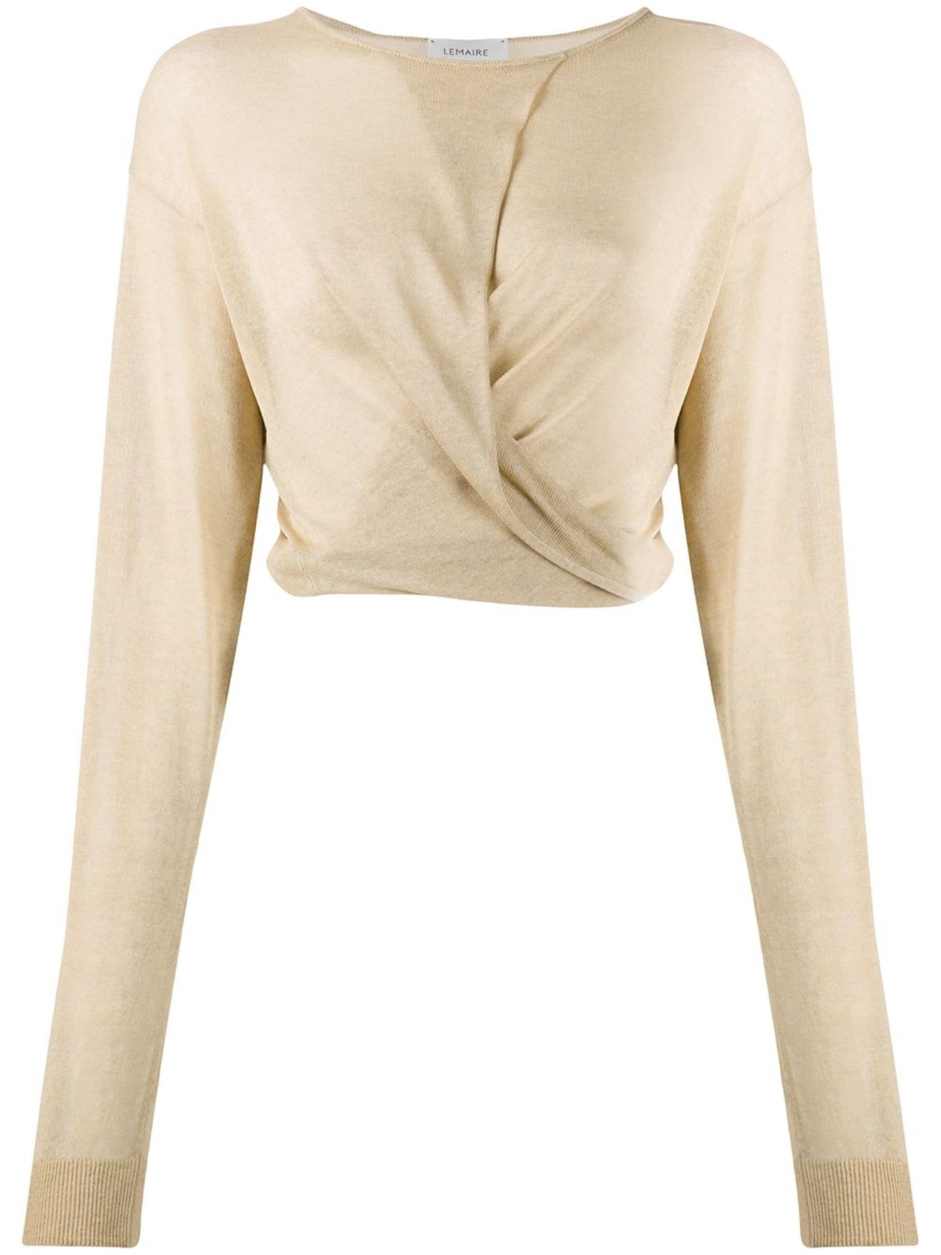 Lemaire long sleeve draped front top neutrals | MODES