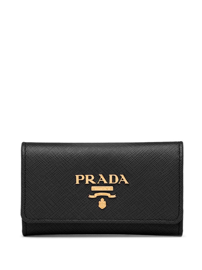 Shop Prada Snap Key Case In Black