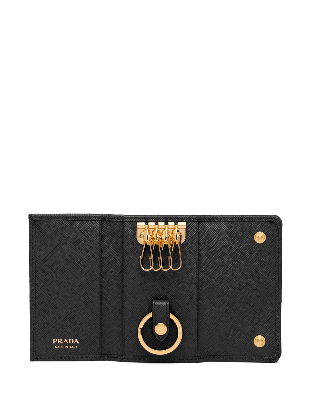 PRADA Saffiano Leather Key Case Holder Black - Final Sale