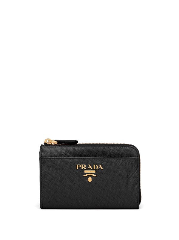 Shop black Prada zipped pouch keychain 