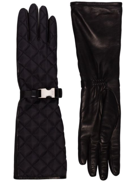 Prada quilted buckled gloves