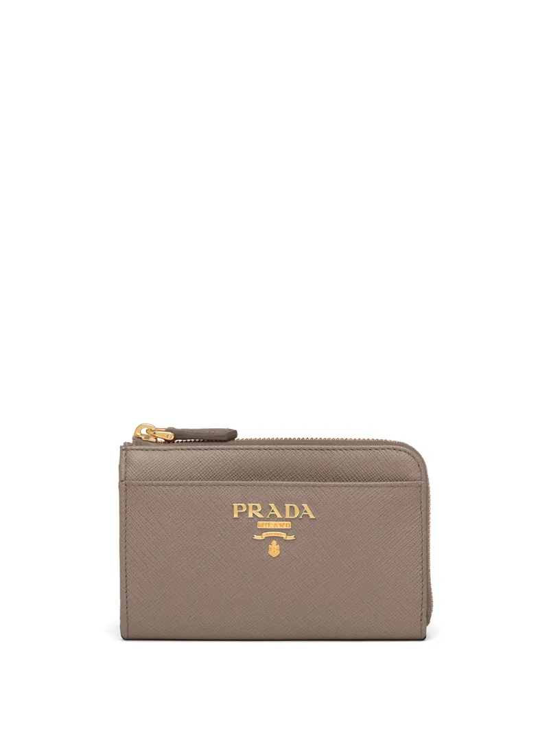 Prada Zipped Pouch Keychain In Grey