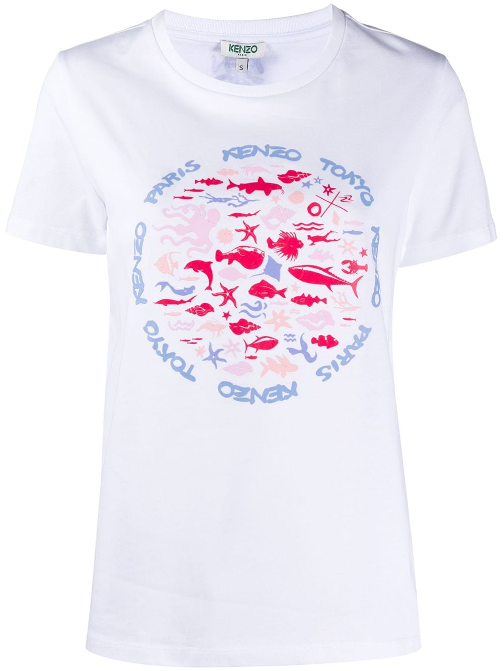 Kenzo Sealife Print T-shirt In White