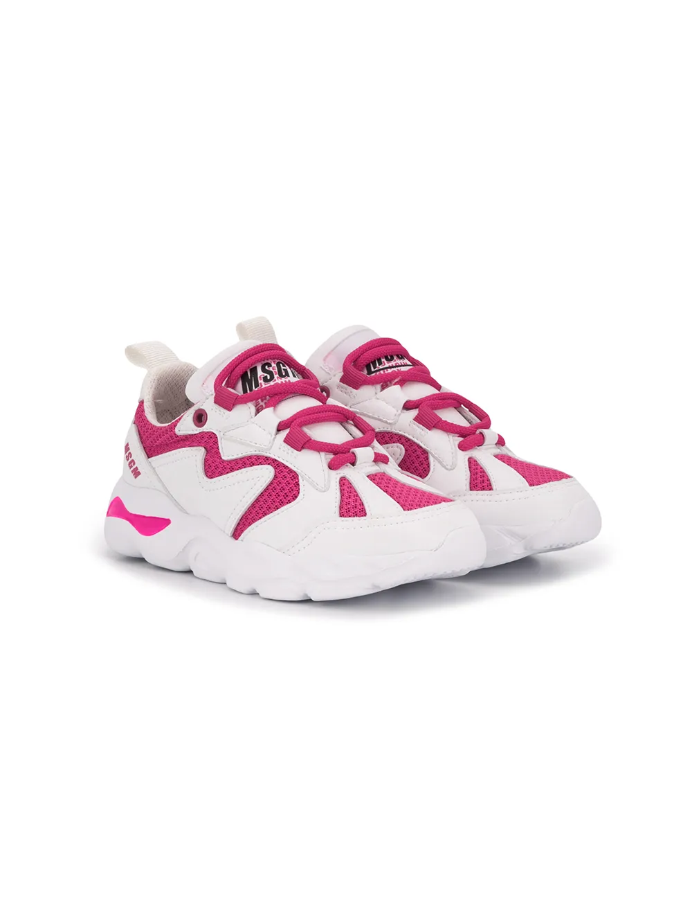 Msgm Kids' Mesh Panel Trainers In White