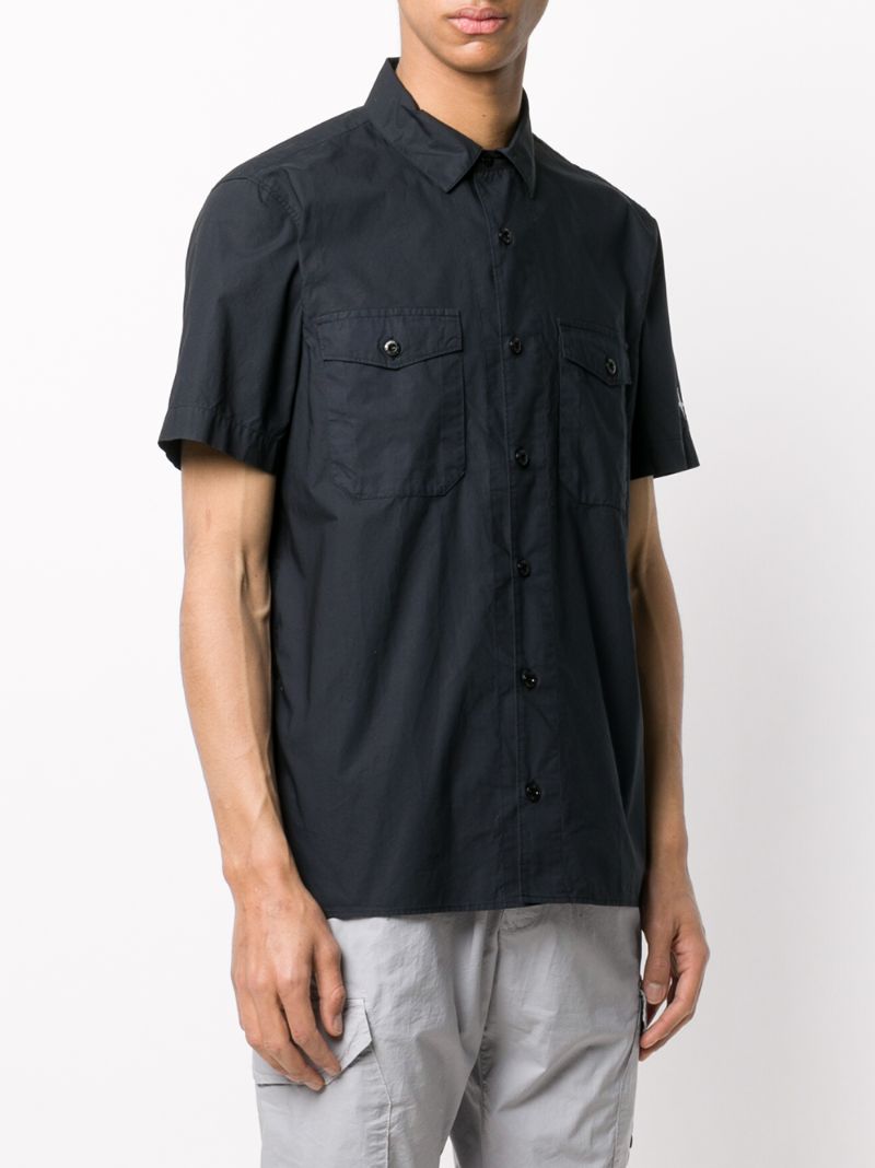 Shop Stone Island Poplin Shirt In Blue