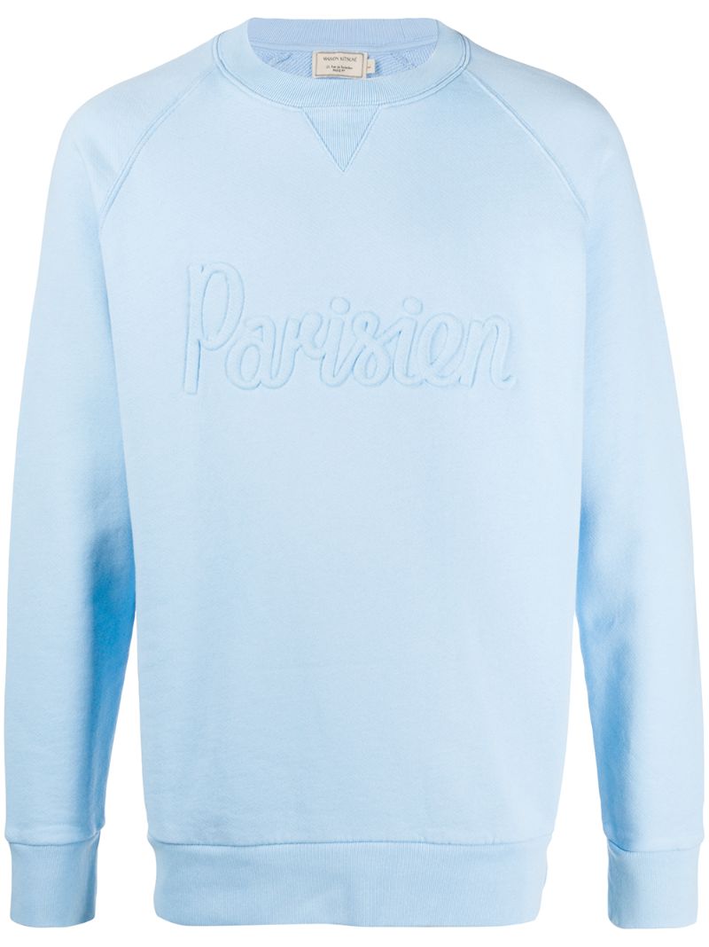 Shop Maison Kitsuné Parisien Crew-neck Sweatshirt In Blue