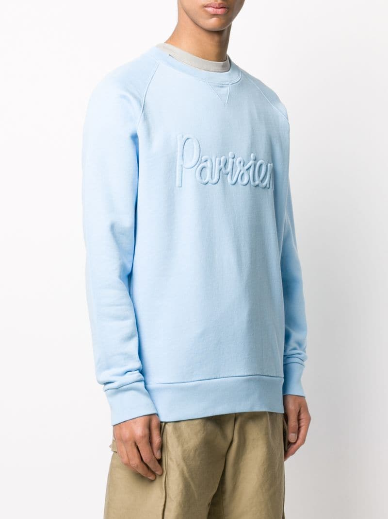 Shop Maison Kitsuné Parisien Crew-neck Sweatshirt In Blue