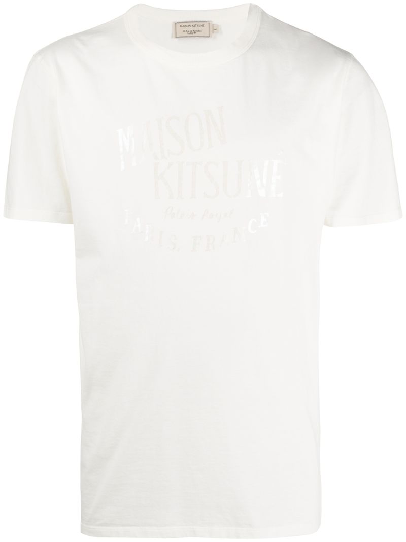 Maison Kitsuné Crew-neck Logo T-shirt In Neutrals