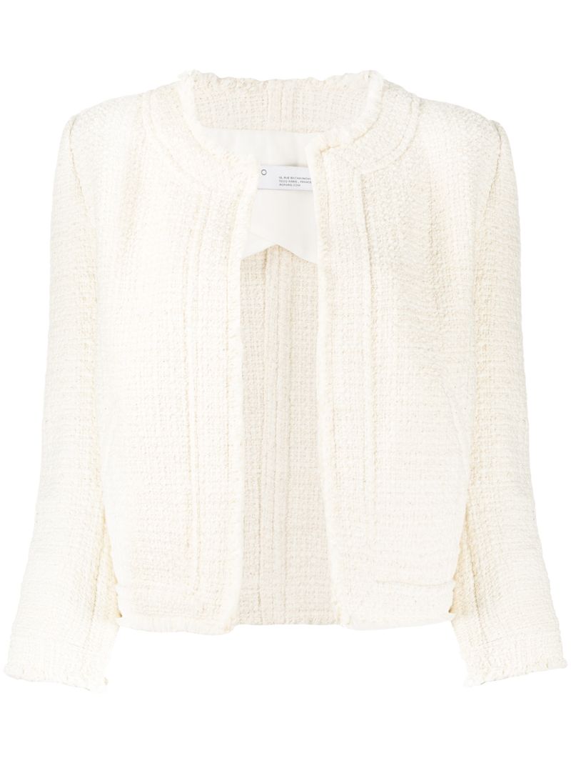 Iro Cropped Tweed Jacket In White