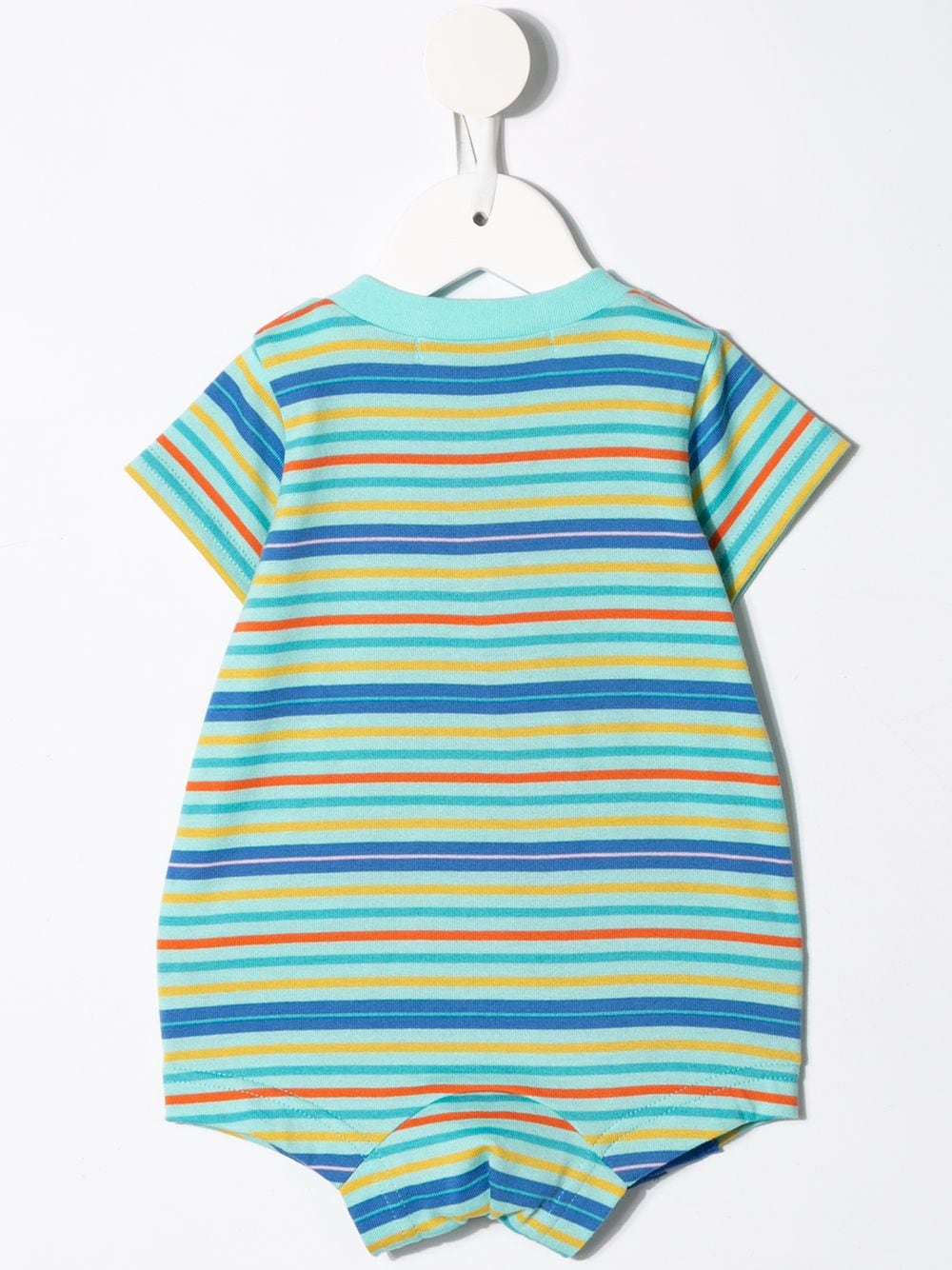 Shop Familiar Striped Cotton Romper In Blue