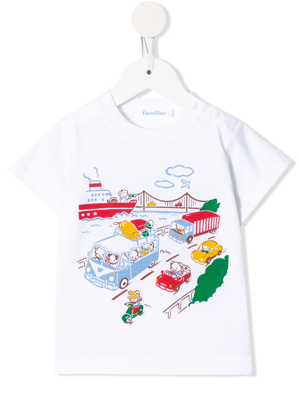 Shop Familiar Graphic-print Cotton T-shirt In White