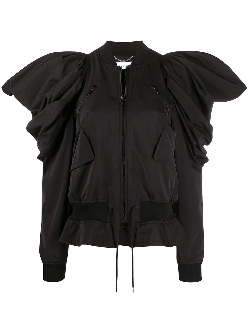 MOSCHINO RUFFLED-SLEEVE BOMBER JACKET