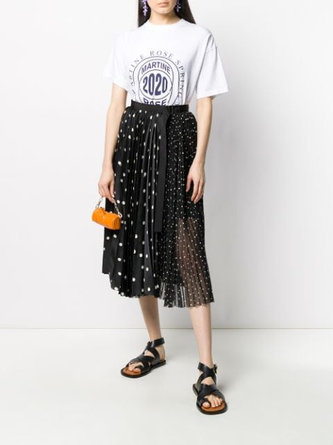 Sacai Contrast Polka Dot Print Pleated Skirt - Farfetch