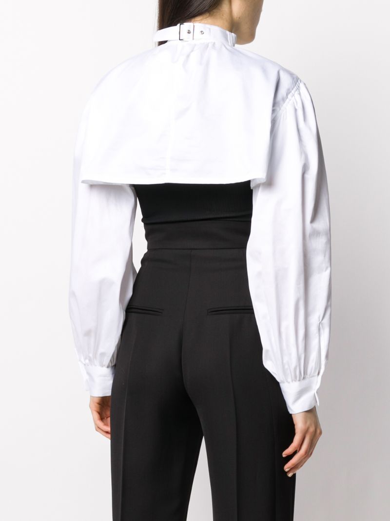 Shop Comme Des Garçons Cropped Long-sleeve Shirt In White