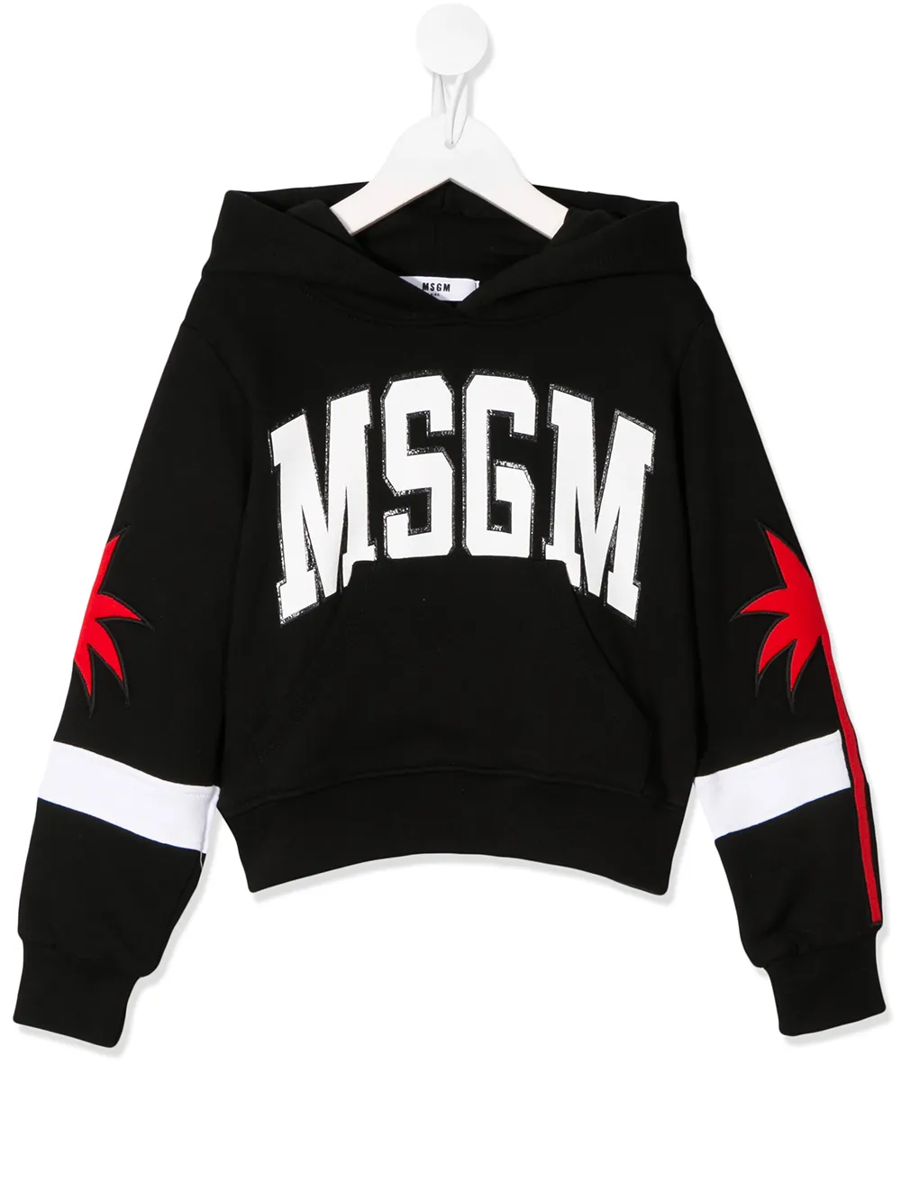 Msgm Kids' Logo Print Hoodie In Black