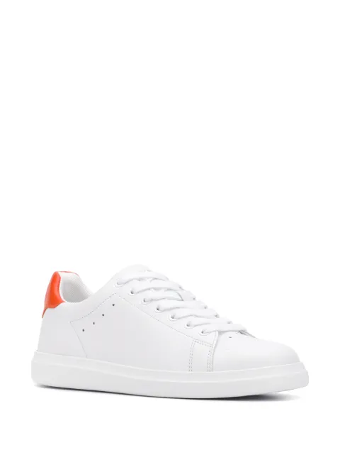 white trainers with red back