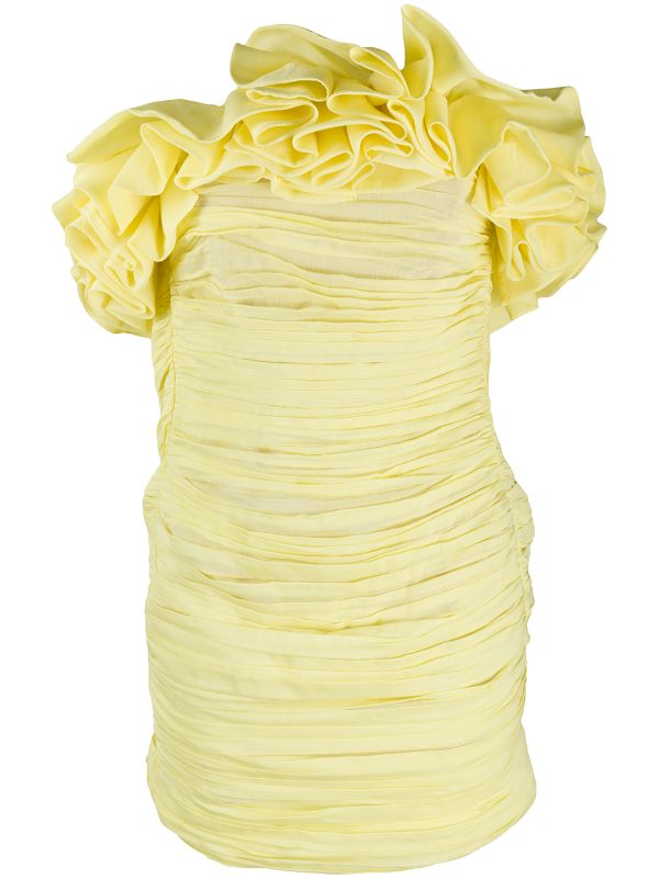 Shop Yellow Nervi Emanuelle Pleated Ruffle Mini Dress With Express Delivery Farfetch