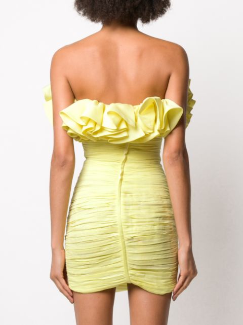 Shop Yellow Nervi Emanuelle Pleated Ruffle Mini Dress With Express Delivery Farfetch