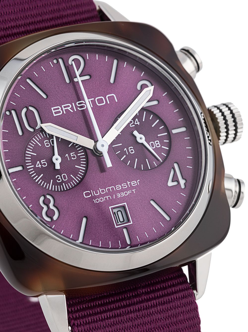 Shop Briston Watches Clubmaster Classic Chrono 40mm In Purple