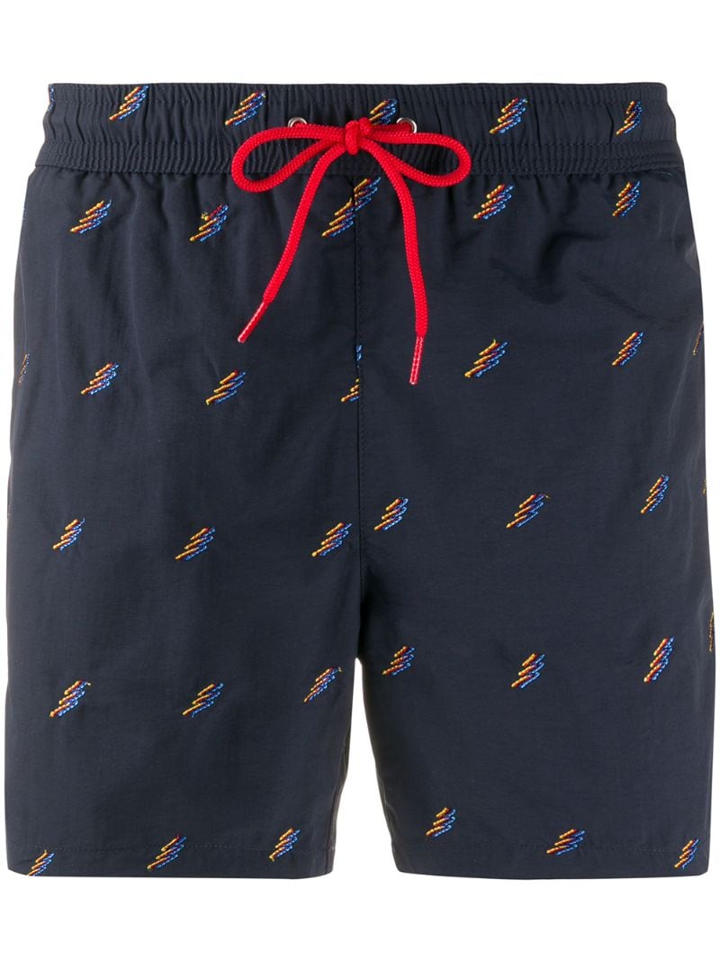 Paul Smith Embroidered Detail Swim Shorts In Blue