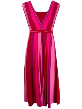 pink and red striped dress