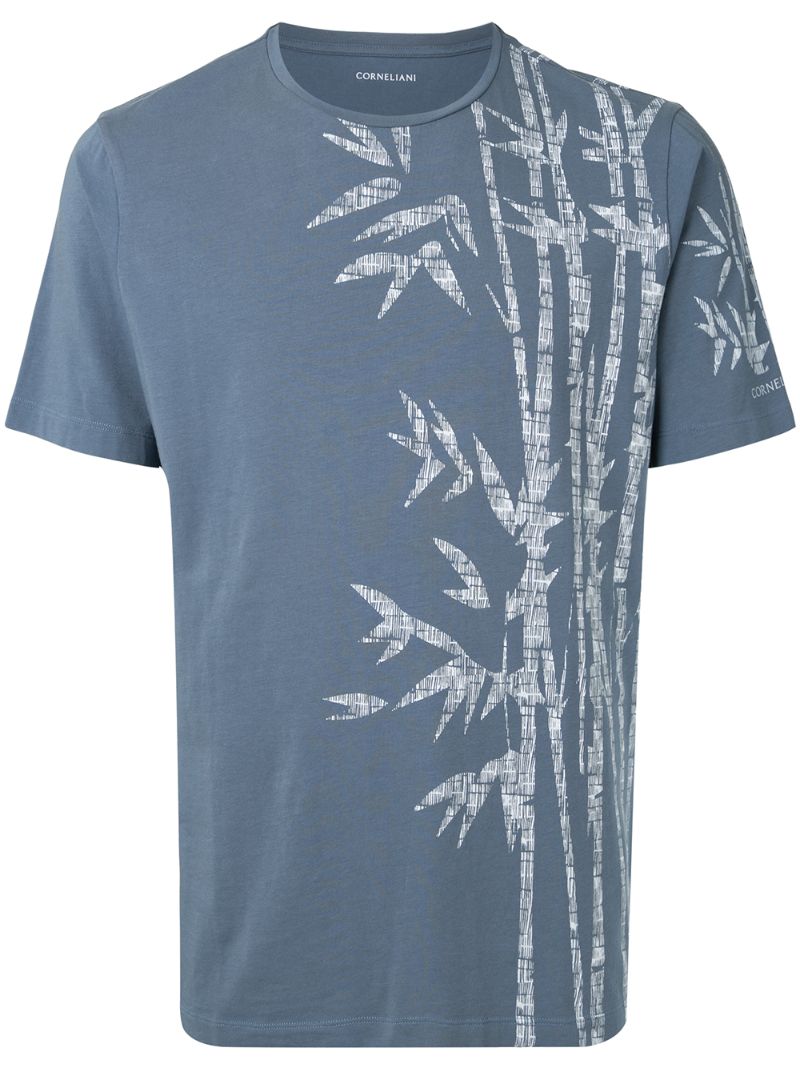 Corneliani Bamboo Print T-shirt In Blue