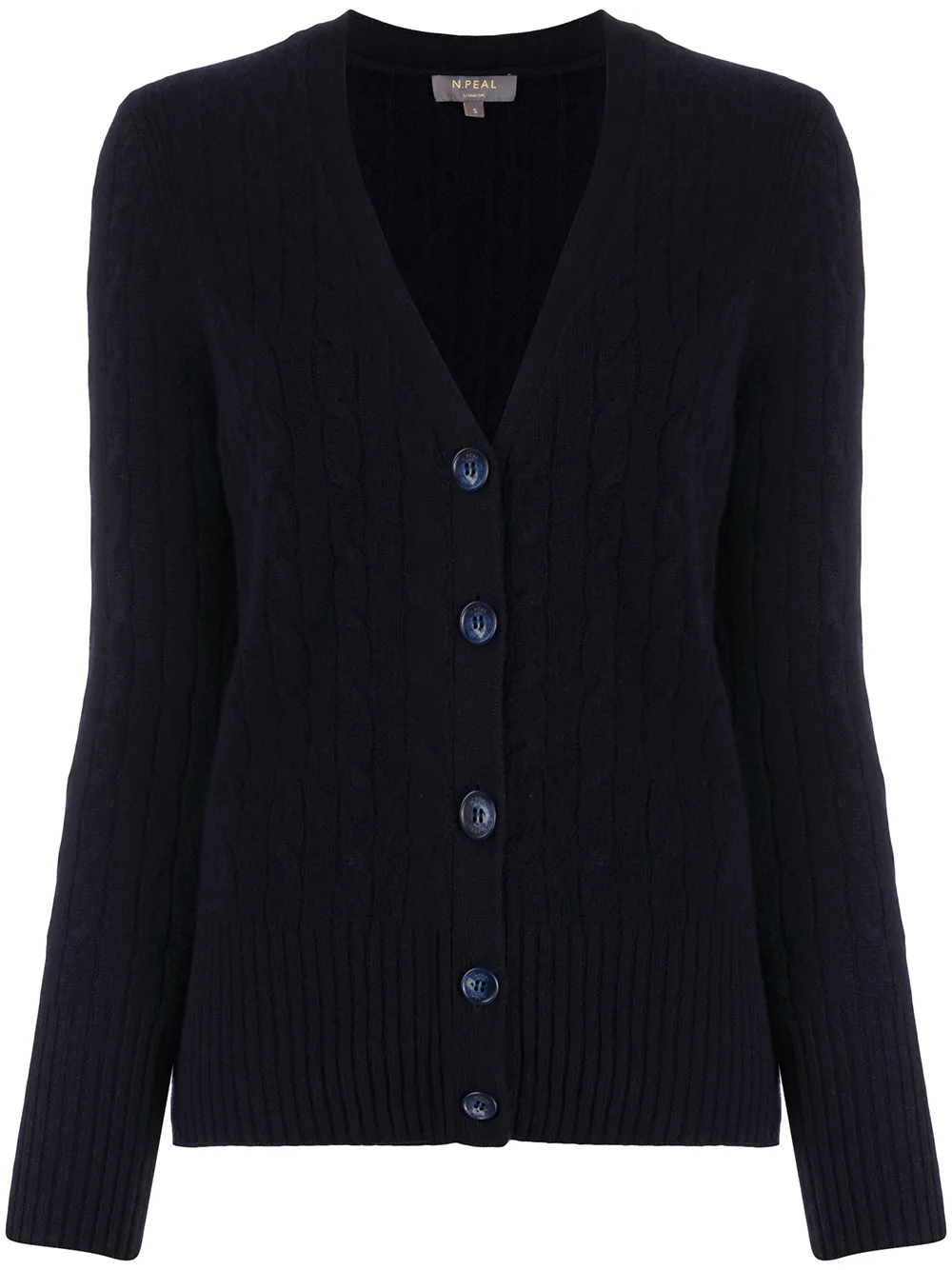 N•peal V-neck Cable Knit Cardigan In Blue