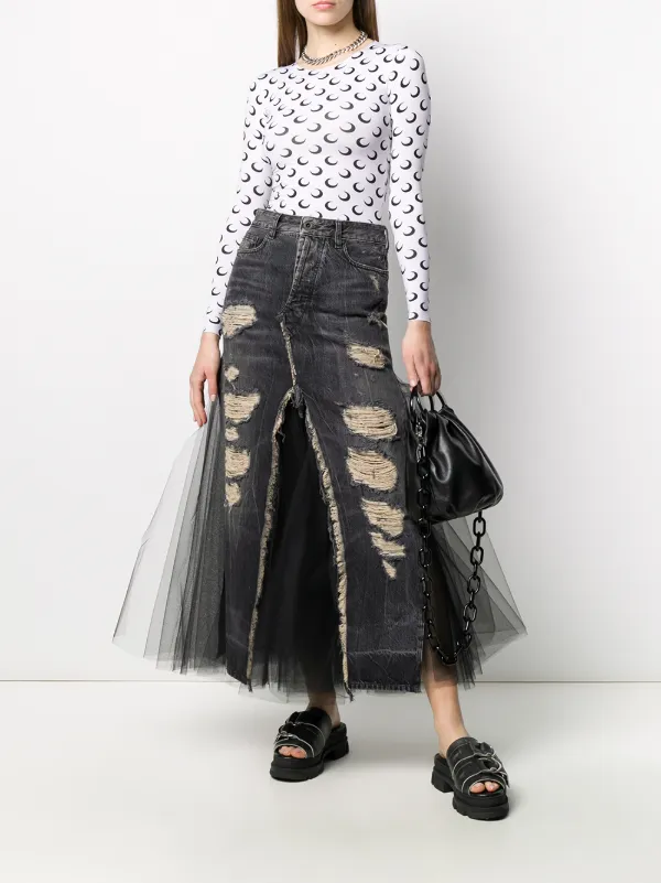 tulle jean skirt