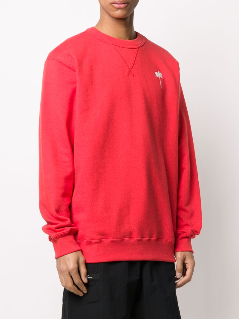 Shop Palm Angels Embroidered Logo Sweatshirt In Red